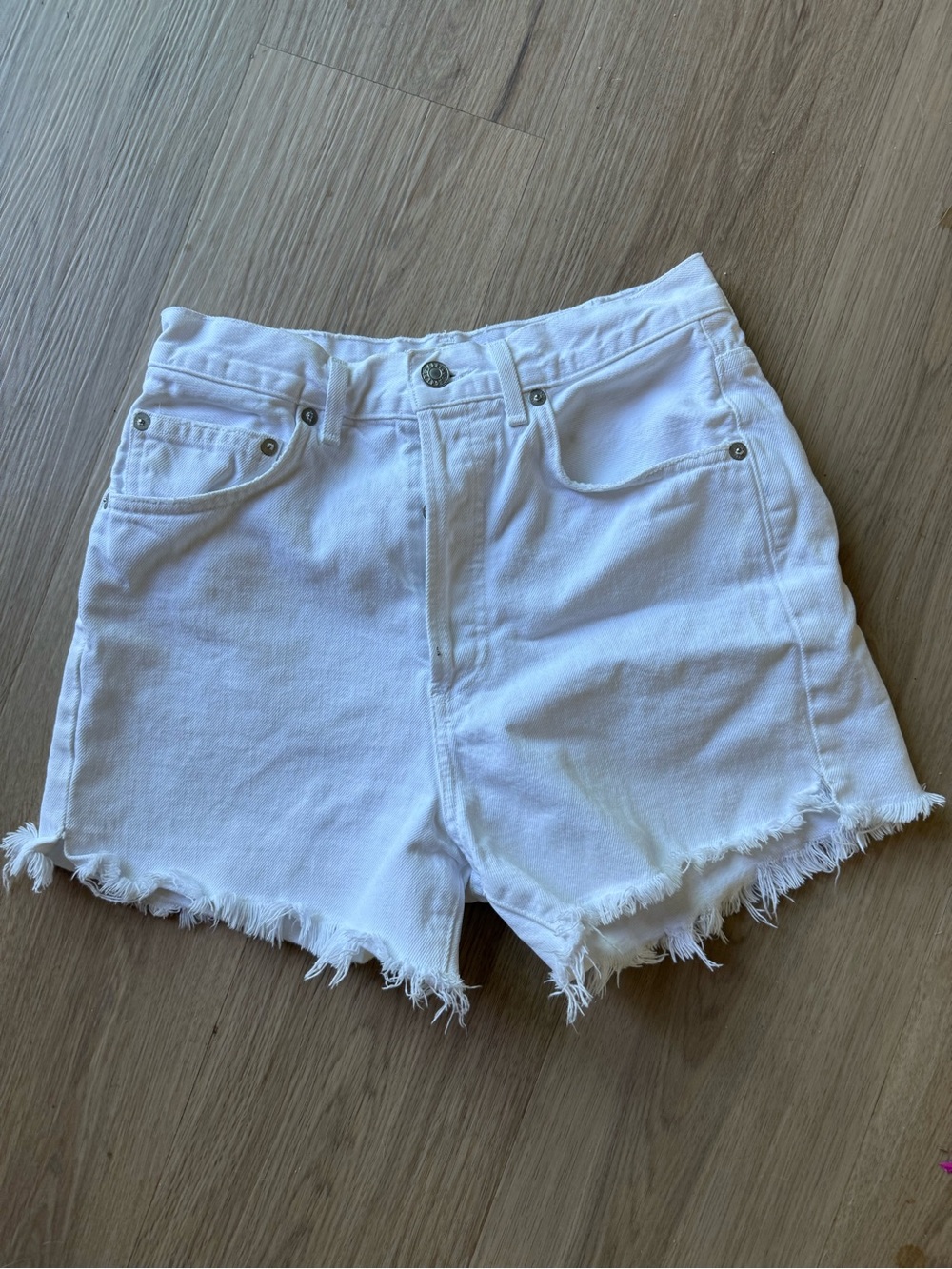 Agolde White Denim Cutoff Shorts